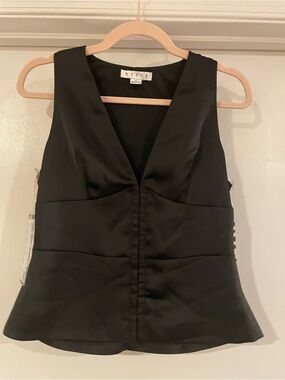 NYFVE Black Satin V-Neck Corset Vest - S